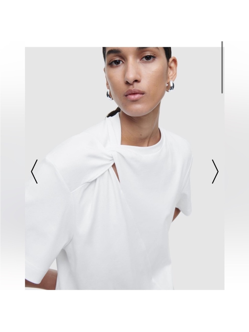 COS White Knot-Detail Short Sleeve Tee